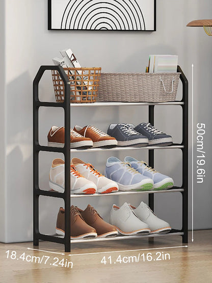 4-Floor Creative Home Shoe Rack – Dormitory Door Storage Cabinet, Black, 2 Sets Assembly Components for Shoes