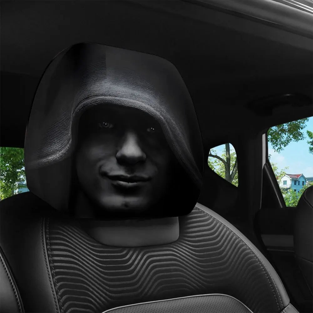 Dark Aesthetic Car Headrest Covers - 2-Piece Mysterious Portrait Universal Fit Set