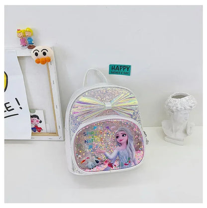 Disney Frozen Elsa & Anna Sequins Backpack - Fashion Glitter PU Leather School Bag for Girls, Kawaii Travel Backpack & Christmas Gift