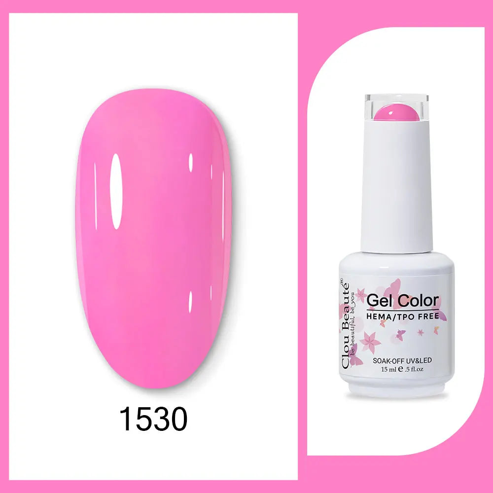 Clou Beaute 15ml Gel Nail Polish Set – Red Black White Green Neon UV Soak-Off Semi-Permanent Nail Varnish Base & Velvet Top Coat