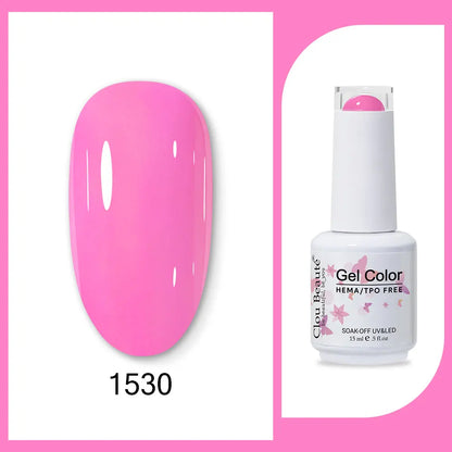 Clou Beaute 15ml Gel Nail Polish Set – Red Black White Green Neon UV Soak-Off Semi-Permanent Nail Varnish Base & Velvet Top Coat