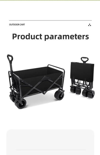 Heavy Duty Large Capacity Folding Wagon – Collapsible Shopping, Beach & Garden Trolley, Portable Outdoor Camping Cart