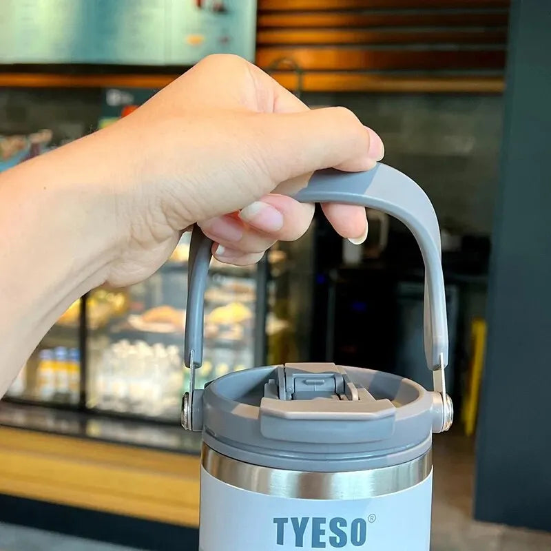 Tyeso Double-Layer Insulated Coffee Cup – Large Capacity Portable Stainless Steel Ice Cream Cup