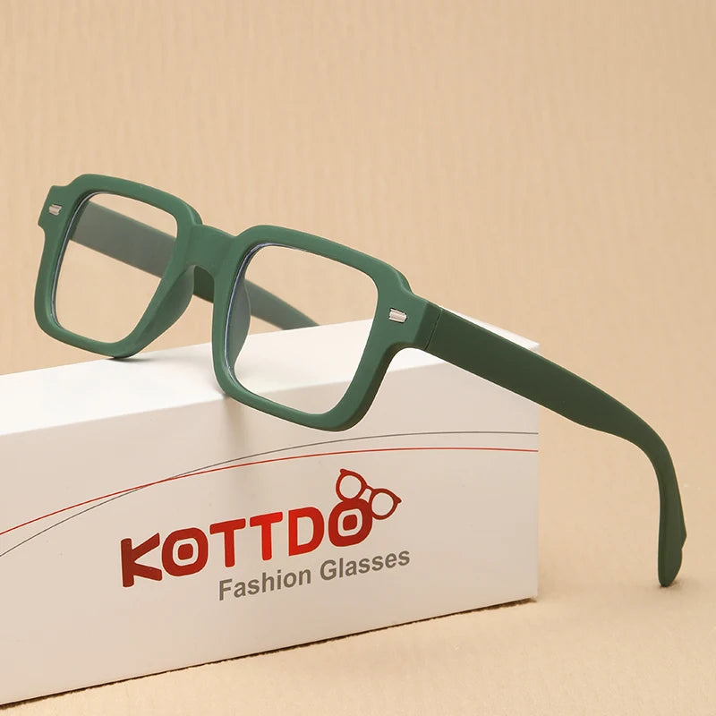 Fashion Square Reading Glasses for Women & Men – Plastic Computer Eyewear with Anti-Blue Light, Presbyopia & Hyperopia, Diopter +1.0 to +2.0