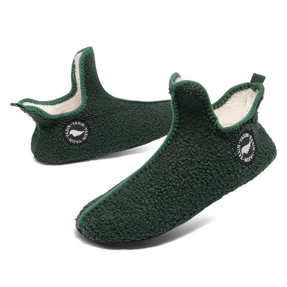Classic Couples Slippers – Non-Slip Warm Indoor & Outdoor Cotton Shoes for Men & Women, Soft & Comfortable Flat Slippers