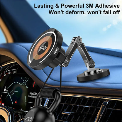 Magnetic Wireless Car Charger Stand – Fast Charging Mount for MagSafe iPhone 15/14/13/12