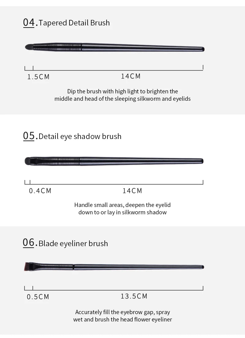 Natural Eye Makeup Brushes Set - Eyeshadow, Eyebrow, Contour, and Eyeliner Brushes for Women, Blending & Detail Tools