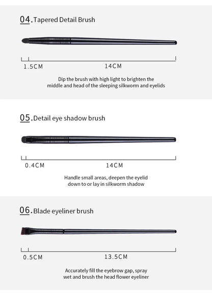 Natural Eye Makeup Brushes Set - Eyeshadow, Eyebrow, Contour, and Eyeliner Brushes for Women, Blending & Detail Tools