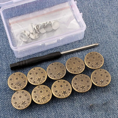 10Pcs No-Sew Metal Jeans Buttons – Removable Nail-Free Waist Adjust Buckles for Pants