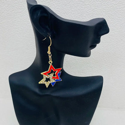 USA Flag Hat Wing Charms Earrings - Patriotic 4th of July Rainbow Flag Dangle Jewelry for Women & Girls