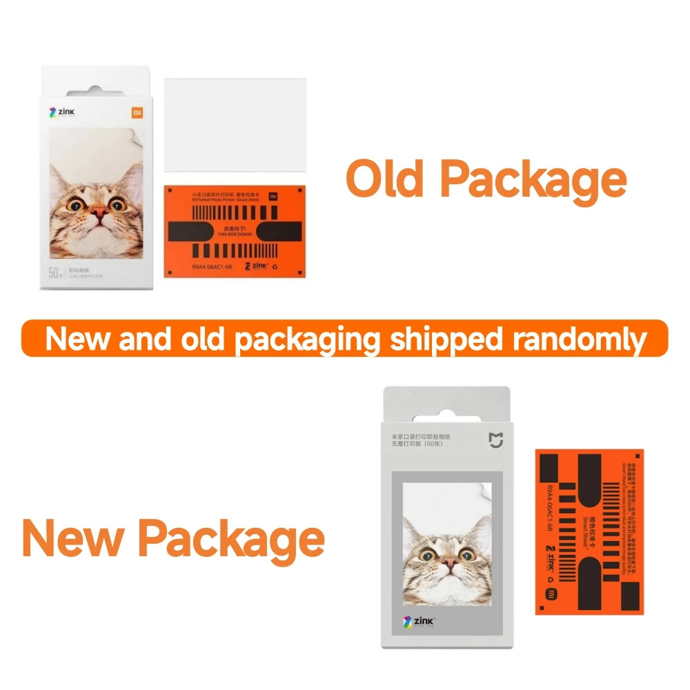 Original Xiaomi ZINK Pocket Printer Paper — 50 Self-Adhesive 3-Inch Sheets for Xiaomi Mini Photo Printer