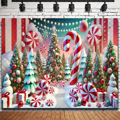 Merry Christmas Backdrop 2026 – Santa, Snowman & Xmas Tree Background for Family Party, Baby Shower & Photo Props