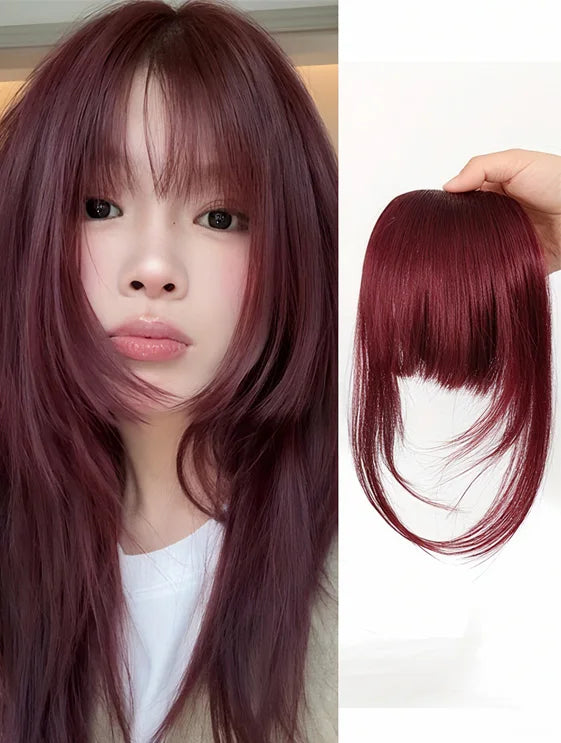 Synthetic Clip-In Bangs - Wispy Side Fringe Hairpiece in Dark Brown for Women