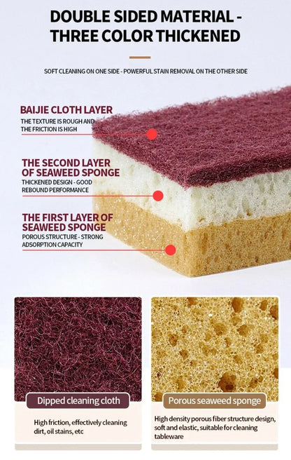 High-Density Sponge Cleaning Cloth — Non-Greasy Dishwashing & Kitchen Sponge for Pots, Bowls & Catering Use