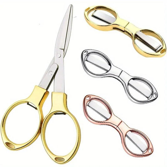 Folding Stainless Steel Scissors - Portable Fishing Line Cutter Sewing Needlework and Stationery Multi-Tool