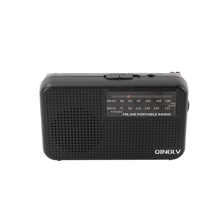 Mini FM/AM Two-Band Radio — 1W Loud Speaker with 3.5mm Headphone Jack & 180° High-Performance Antenna for Home Use