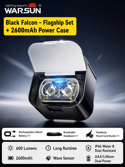 WARSUN Falcon 7 Rechargeable Fishing Headlamp - Bright Hands-Free Hat Clip Light for Night Fishing & Camping