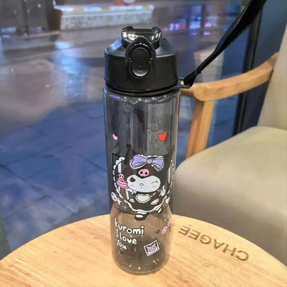 Kuromi Water Cup with Straw — Large Capacity Cute Cartoon Print Bottle, Unique Aesthetic Design for Office, Home, or Gift