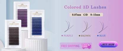 CoMango Faux Mink Eyelashes Extensions – 1D/2D/Y, C/D Curl Natural Russian Volume Soft PBT Lashes