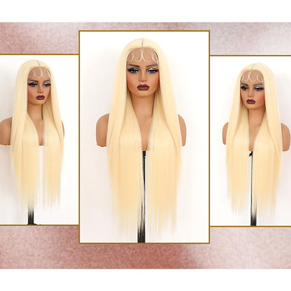 40-42 Inch 613 Blonde HD Lace Front Wig – 13x6 Straight Human Hair, 250% Density Brazilian Wig for Women