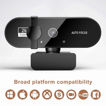 4K Webcam with Microphone - 1080P Mini Camera, 2K Full HD, Auto Focus for PC, Laptop, Video Shooting
