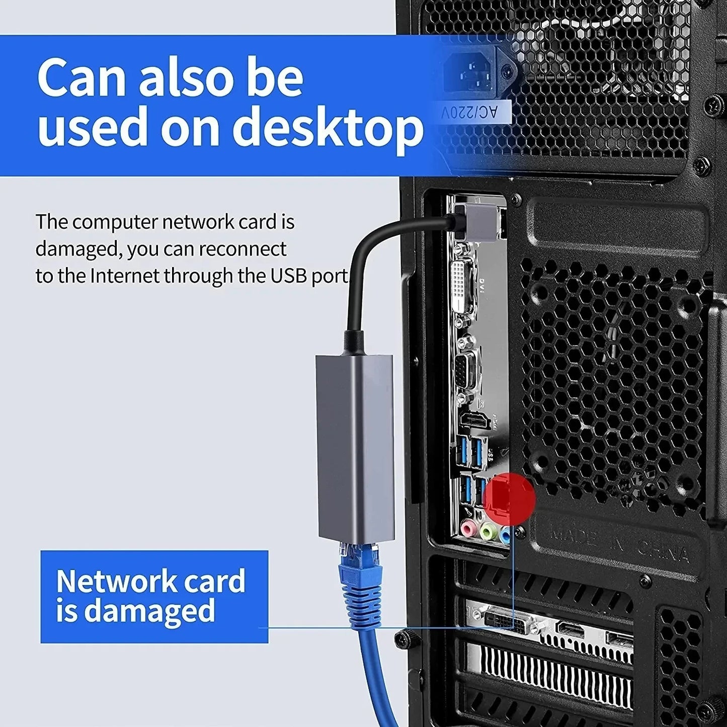 USB Type-C Ethernet Adapter — 1000Mbps USB 3.0 RJ45 Network Card for MacBook, PC & Android