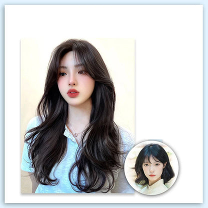 Synthetic Long Curly V-Shaped Wig – Seamless, Voluminous Hair Extension for Women