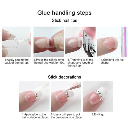 10g Fast Drying Nail Glue - Adhesive for False Nails, Glitter, Acrylic, Rhinestone Decoration, and Nail Extensions