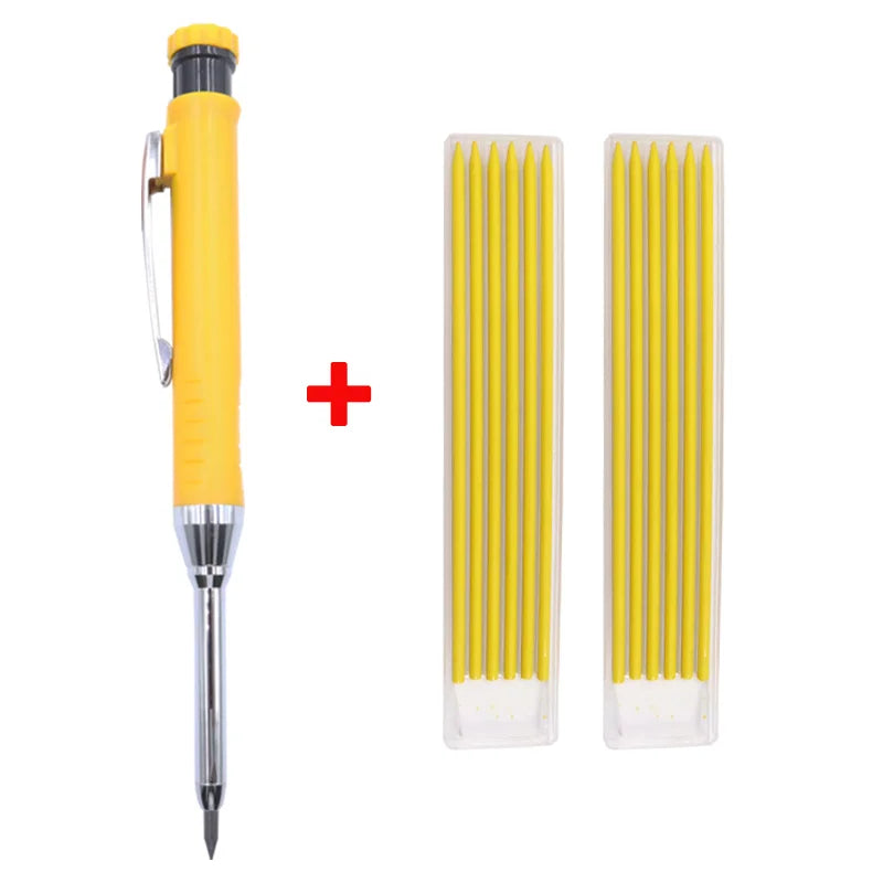 Solid Carpenter Mechanical Pencil – Woodworking Marking Tool with 3 Color Refills, Built-in Sharpener, and Scriber Lead