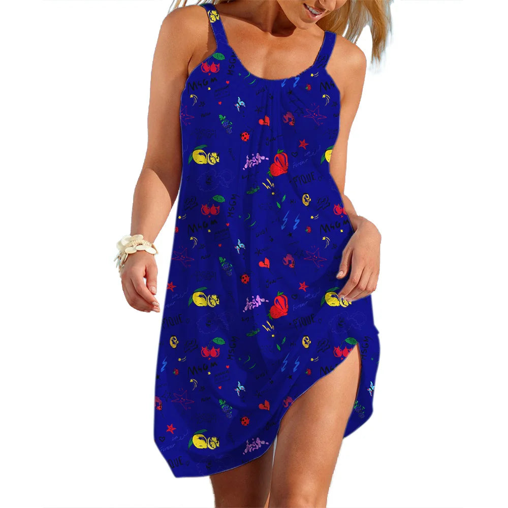 Women’s Summer Slip Dress - Floral Pastoral Style Sleeveless Loose Casual Streetwear Maxi Skirt