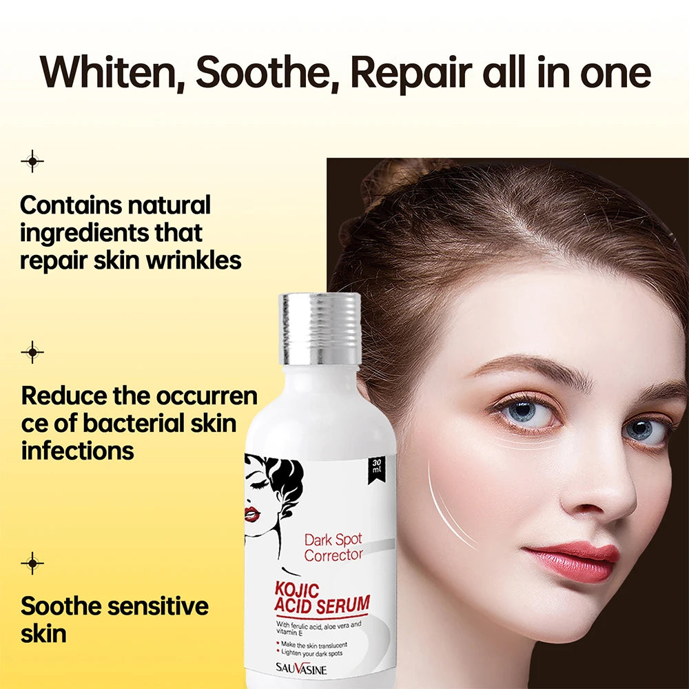 Kojic Acid Serum 30ml – Strong Brightening & Whitening Cream for Dark Spots, Fine Lines, Anti-Aging Skin Care