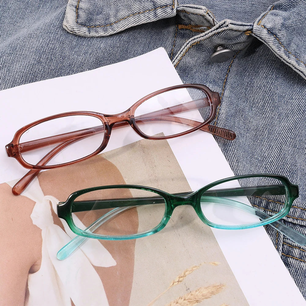2024 Girls Y2K Retro Oval Glasses - Red & Green Frame, Anti-Blue Light Eyewear for Computer & Seaside Driving