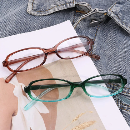 2024 Girls Y2K Retro Oval Glasses - Red & Green Frame, Anti-Blue Light Eyewear for Computer & Seaside Driving