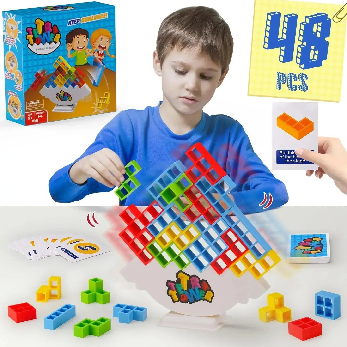Tetra Tower Balance Puzzle Game - Fun Stacking Building Board Game for Kids Adults Family Friends Party Gift