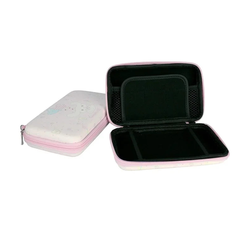 PU Carrying Case for New 2DSXL/3DSXL – Waterproof, Dustproof Console Storage Bag, Black & Pink Zipper Case