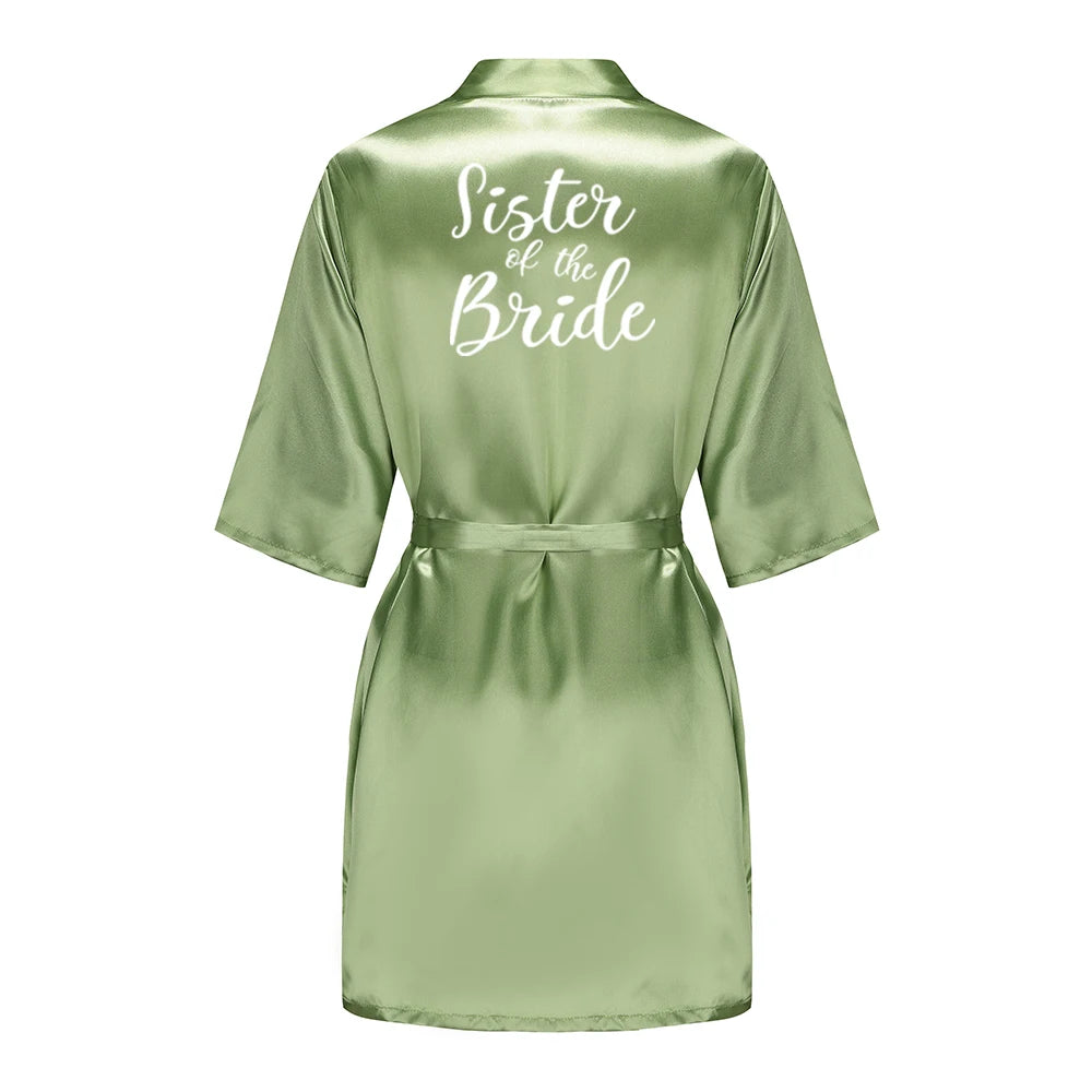 Plus Size Satin Silk Robe for Women - Wedding Bride Bridesmaid Bathrobe Sleepwear in Sage Green
