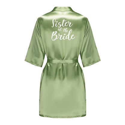 Plus Size Satin Silk Robe for Women - Wedding Bride Bridesmaid Bathrobe Sleepwear in Sage Green