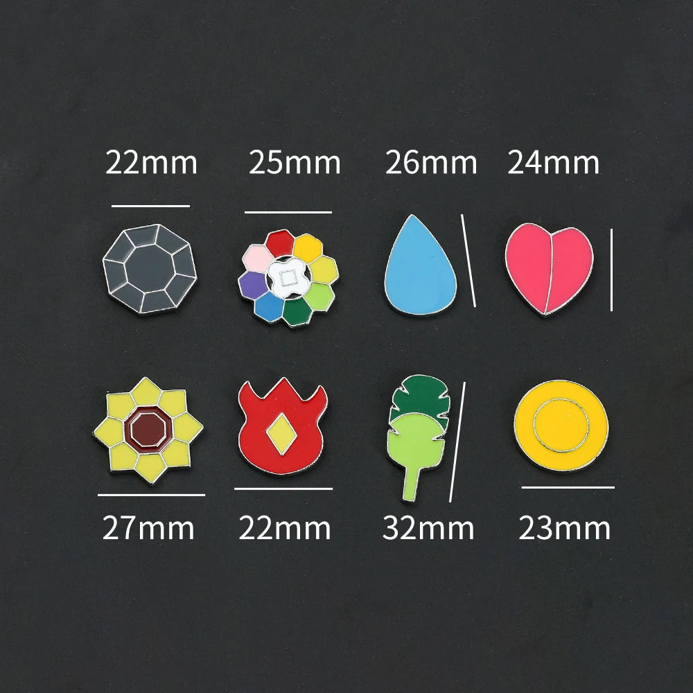Pokemon Gym Badge Pin Set - Kanto to Kalos League Region Collectible Brooch Box