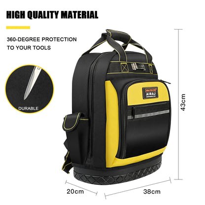 AIRAJ Waterproof Tool Backpack – Heavy Duty Organizer Bag for Electricians & Plumbers