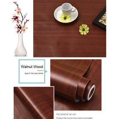 WZF Waterproof Wood Grain Wallpaper Roll - Self Adhesive Vinyl Film for Furniture, Cabinets & DIY Home Decor