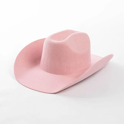 100% Wool Western Cowboy Hat – Casual Felt Cowgirl Hat for Men & Women, Autumn & Winter Outdoor Sunshade Fedoras Top Hat