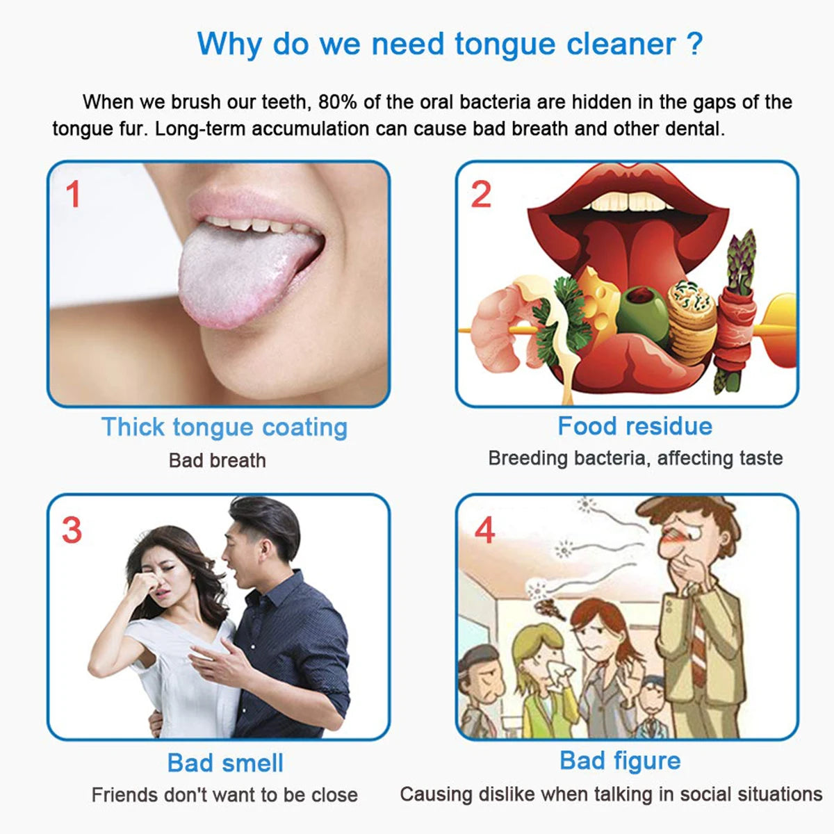 Portable Stainless Steel Tongue Cleaner – Color Tongue Scraper for Bad Breath and Oral Hygiene Care