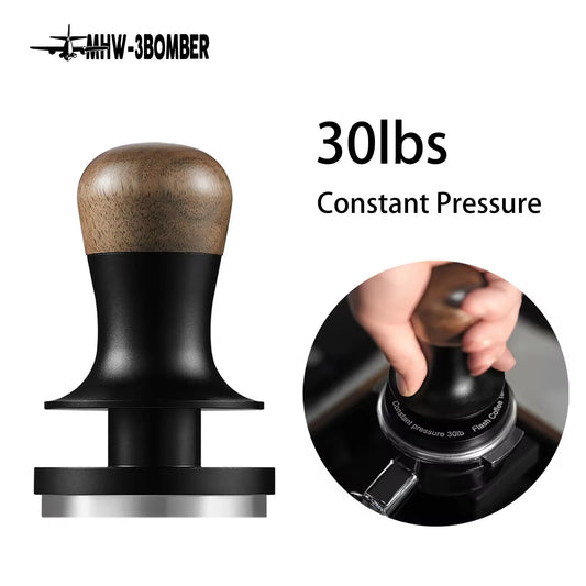 MHW-3BOMBER 30lb Calibrated Coffee Tamper – 51mm/53mm/58mm Flat Espresso Tamper with Spring-Loaded Pressure for Baristas