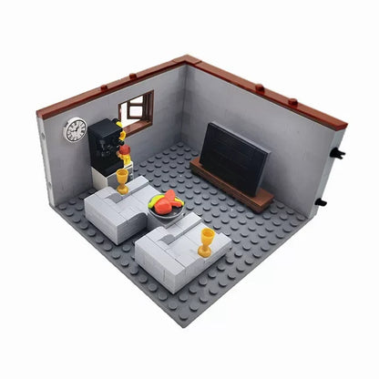City House Building Blocks Set - DIY MOC Bricks with Bedroom & Living Room Furniture for Kids' Creative Play