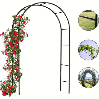 100 Inch Metal Garden Arch – Heavy Duty Steel Frame with Gothic Style, Wedding Arch for Lawn & Rock Climbing