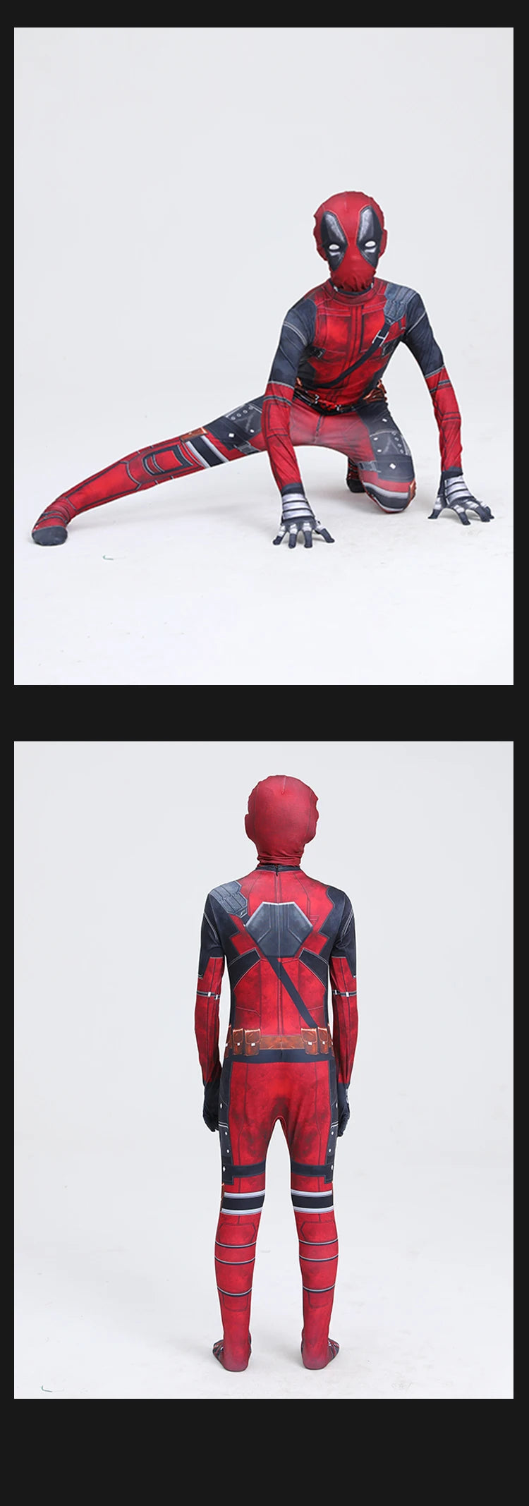 Deadpool Cosplay Costume for Kids – Superhero Roleplay Outfit with Headgear & Gloves, Halloween Party Suit