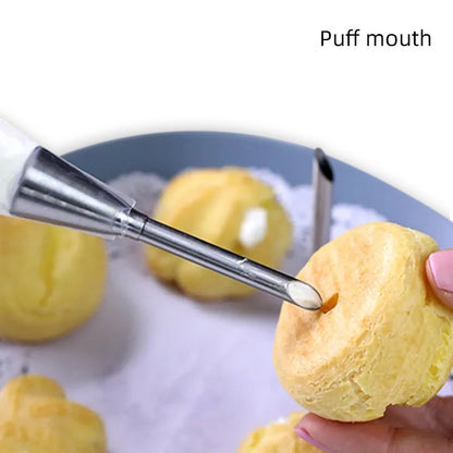 1/4 Pcs Stainless Steel Cream Puff Nozzles - Cake Icing Piping Tips for DIY Donuts, Cupcakes and Pastry Desserts, Baking Accessories