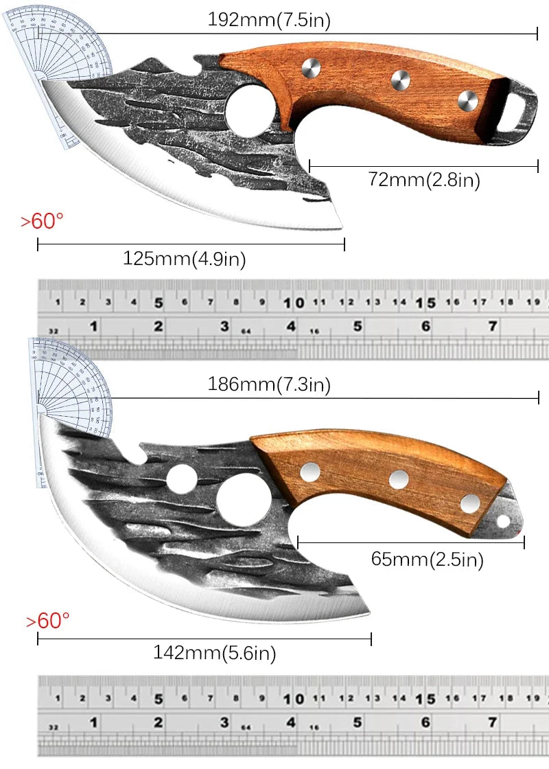 Forged Viking Meat Cleaver – Portable Kitchen Chef Knife for Boning, Fruit Cutting, BBQ & Utility, with Can Opener