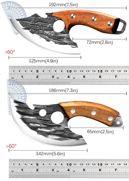 Forged Viking Meat Cleaver – Portable Kitchen Chef Knife for Boning, Fruit Cutting, BBQ & Utility, with Can Opener