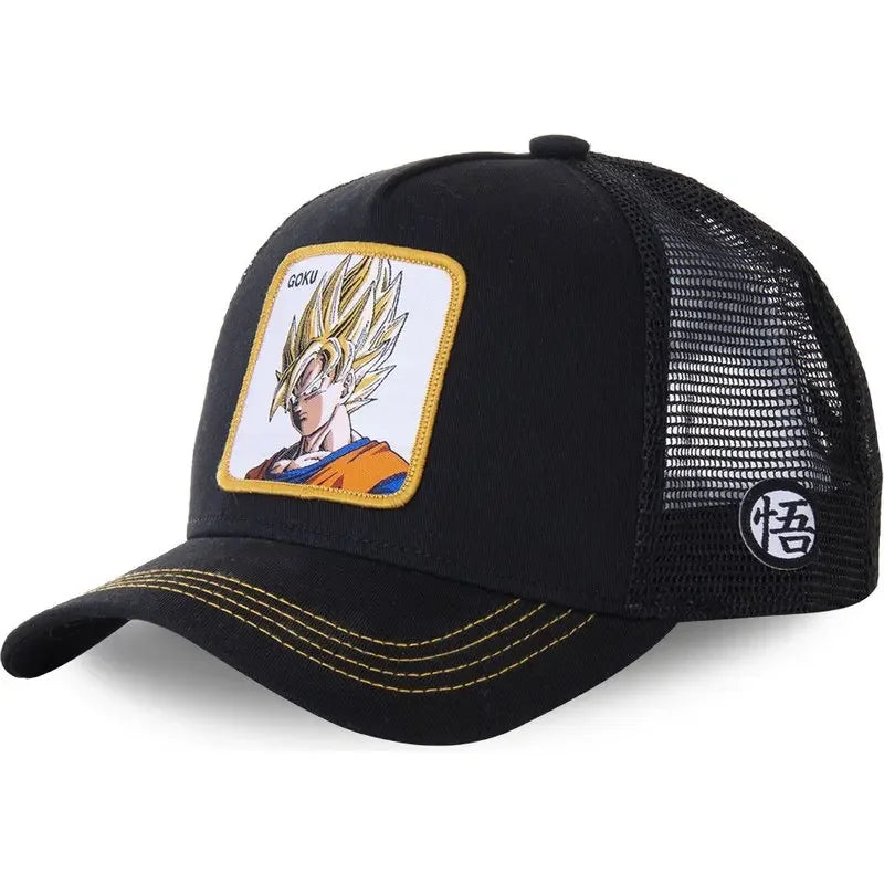 Dragon Ball Son Goku Trucker Cap - Embroidered Adjustable Mesh Sun Visor Hat for Men Summer Travel